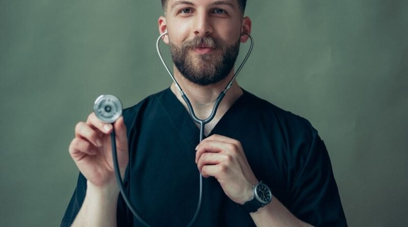 Doctor with stethoscope representing hospital medical care