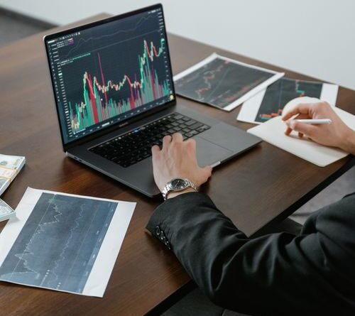 A business analyst reviewing charts on a laptop, representing research into consumer complaint data
